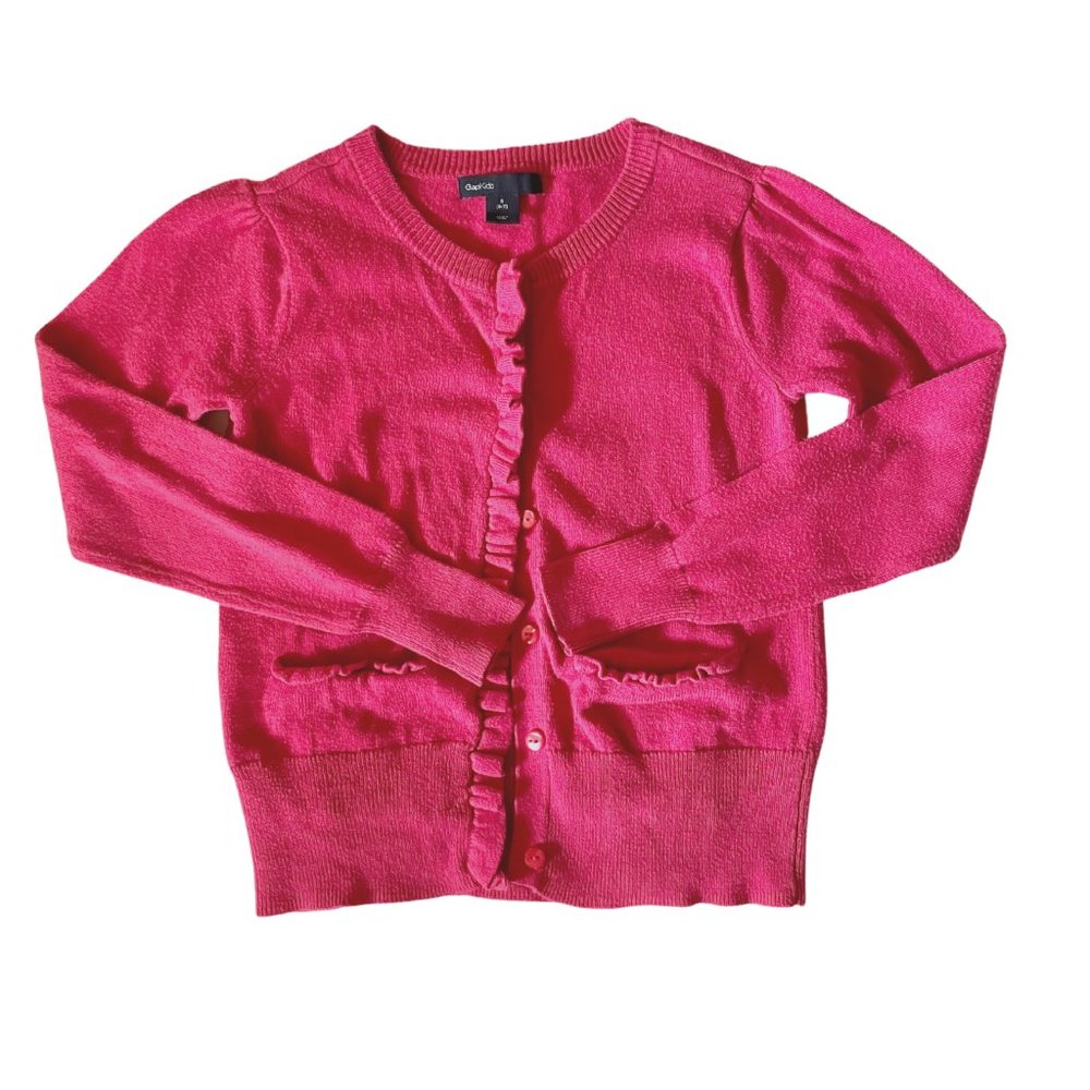 Girls Gap Pink Ruffle Cardigan - Size 6-7